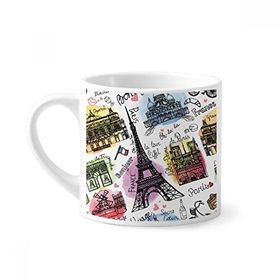 Dıythinker 170 ml Beyaz Building France Eyfel Kulesi Suluboya Mini Kahve Seramik Kupa
