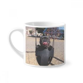 Dıythinker 170 ml Beyaz Bulldog Evcil Hayvan Fotoğrafçılığı Resim Mini Kahve Seramik Kupa
