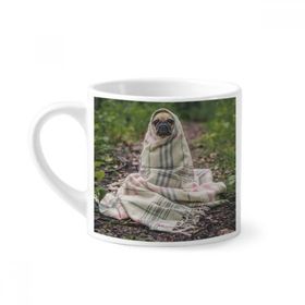 Dıythinker 170 ml Beyaz Bulldog Evcil Hayvan Fotoğrafçılığı Resim Mini Kahve Seramik Kupa