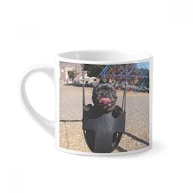 Dıythinker 170 ml Beyaz Bulldog Evcil Hayvan Fotoğrafçılığı Resim Mini Kahve Seramik Kupa