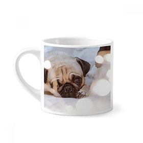 Dıythinker 170 ml Beyaz Bulldog Evcil Hayvan Yalnız Resim Mini Kahve Seramik Kupa