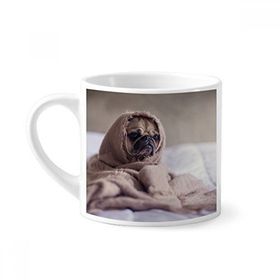 Dıythinker 170 ml Beyaz Bulldog Evcil Hayvan Yalnız Resim Mini Kahve Seramik Kupa