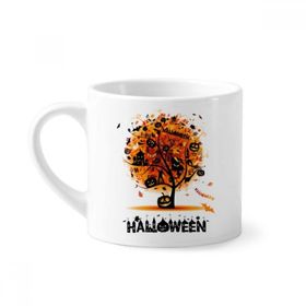 Dıythinker 170 ml Beyaz Cadılar Bayramı Çizgi Film Ağaç Desenli Mini Kahve Seramik Kupa