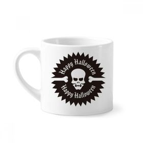 Dıythinker 170 ml Beyaz Cadılar Bayramı Dairesel Desen Kafatası Mini Kahve Seramik Kupa