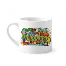 Dıythinker 170 ml Beyaz Camiguen Filipin Grafiti Mini Kahve Seramik Kupa