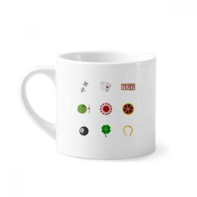Dıythinker 170 ml Beyaz Casino Küçük Element İllüstrasyon Mini Kahve Seramik Kupa