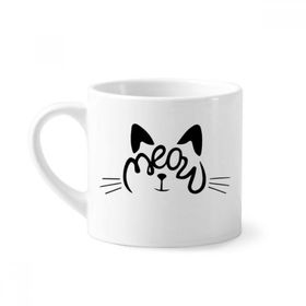 Dıythinker 170 ml Beyaz Cat Meow Alıntı DIY Tasarım Mini Kahve Seramik Kupa