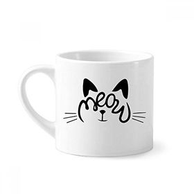 Dıythinker 170 ml Beyaz Cat Meow Alıntı DIY Tasarım Mini Kahve Seramik Kupa