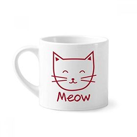 Dıythinker 170 ml Beyaz Cat Meow Simple Protect Animal Mini Kahve Seramik Kupa