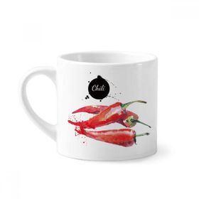 Dıythinker 170 ml Beyaz Chili Sebze Lezzetli Sağlıklı Suluboya Mini Kahve Seramik Kupa