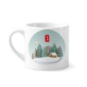 Dıythinker 170 ml Beyaz Circular Winter Begins Twenty Four Solar Term Mini Kahve Seramik Kupa