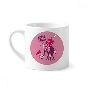 Dıythinker 170 ml Beyaz Circus Star Palyaço Fil Pembe Mini Kahve Seramik Kupa