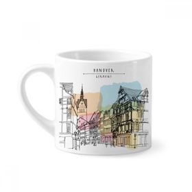 Dıythinker 170 ml Beyaz City Germany Hannover Manzara Mini Kahve Seramik Kupa