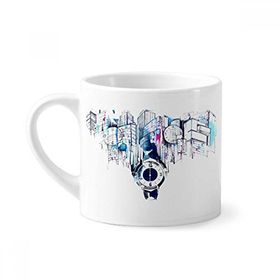 Dıythinker 170 ml Beyaz City Modern İnşaat Saati Suluboya Mini Kahve Seramik Kupa