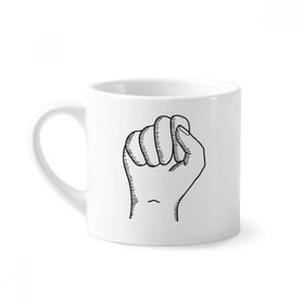 Dıythinker 170 ml Beyaz Clenched Jest Çizgi Çizim Desenli Mini Kahve Seramik Kupa