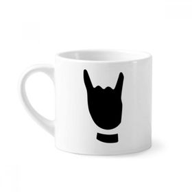 Dıythinker 170 ml Beyaz Corna Jest Silüeti Desenli Mini Kahve Seramik Kupa