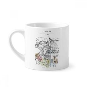 Dıythinker 170 ml Beyaz Crowed House Peaceful Life Lijiang Çin Mini Kahve Seramik Kupa