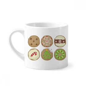 Dıythinker 170 ml Beyaz Daire Noel Ağacı Yeşil İllüstrasyon Mini Kahve Seramik Kupa