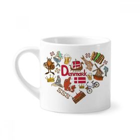 Dıythinker 170 ml Beyaz Danimarka Aşk Kalp Landscap Ulusal Bayrak Mini Kahve Seramik Kupa