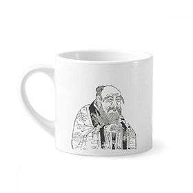 Dıythinker 170 ml Beyaz Dao Religion Çin Mürekkep Boyama Mini Kahve Seramik Kupa