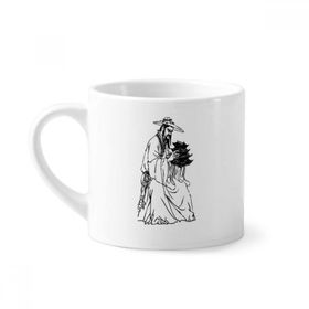 Dıythinker 170 ml Beyaz Dao Religion Çin Mürekkep Ppriest Mini Kahve Seramik Kupa