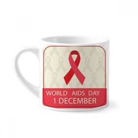 Dıythinker 170 ml Beyaz Dayanaklık Kırmızı Kurdele AIDS Günü Mini Kahve Seramik Kupa