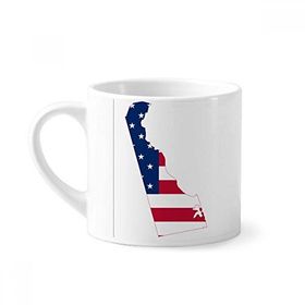 Dıythinker 170 ml Beyaz Delaware ABD Haritası Yıldızlar Çizgili Bayrak Şekilli Mini Kahve Seramik Kupa