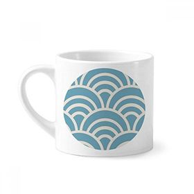 Dıythinker 170 ml Beyaz Desenli Dalga Japon Geleneksel Edo Mini Kahve Seramik Kupa