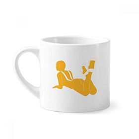 Dıythinker 170 ml Beyaz Dolgun Yatay Güzel Kadın Mini Kahve Seramik Kupa