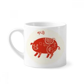 Dıythinker 170 ml Beyaz Domuz Yılı Hayvan Çin Zodyak Kırmızı Mini Kahve Seramik Kupa