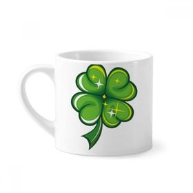 Dıythinker 170 ml Beyaz Dört Yapraklı Yonca İrlanda St.Patrick's Day Mini Kahve Seramik Kupa