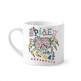 Dıythinker 170 ml Beyaz Dünya Örümcek Macera Desenli Mini Kahve Seramik Kupa