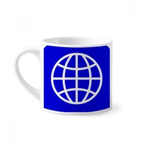 Dıythinker 170 ml Beyaz Earth Mavi Kare Uyarı İşareti Mini Kahve Seramik Kupa