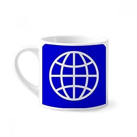 Dıythinker 170 ml Beyaz Earth Mavi Kare Uyarı İşareti Mini Kahve Seramik Kupa