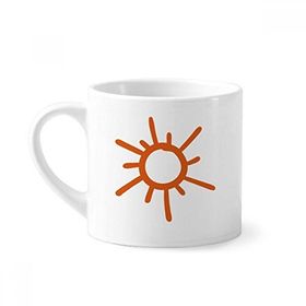 Dıythinker 170 ml Beyaz El Boyama Turuncu Güneş Güneş Işığı Mini Kahve Seramik Kupa