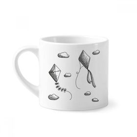 Dıythinker 170 ml Beyaz El Boyaması Geometri Basit Uçurtma Desenli Mini Kahve Seramik Kupa
