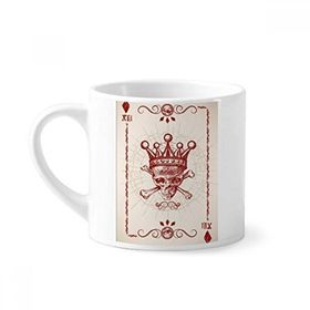 Dıythinker 170 ml Beyaz Elmaslar Kırmızı Taç İskelet Poker Kartı Desenli Mini Kahve Seramik Kupa