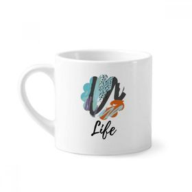 Dıythinker 170 ml Beyaz Enthusiasm Soyut Bitkiler Sanat Mini Kahve Seramik Kupa