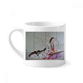 Dıythinker 170 ml Beyaz Erik Çiçeği Güzellik Çin Resim Mini Kahve Seramik Kupa