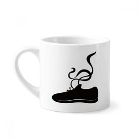 Dıythinker 170 ml Beyaz Erkek Spor Ayakkabıları Siyah Silüet Desenli Mini Kahve Seramik Kupa