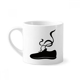 Dıythinker 170 ml Beyaz Erkek Spor Ayakkabıları Siyah Silüet Desenli Mini Kahve Seramik Kupa