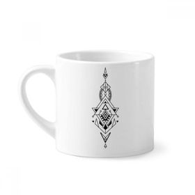 Dıythinker 170 ml Beyaz Evren Uzaylı Sembollü Totem Desenli Mini Kahve Seramik Kupa