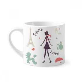 Dıythinker 170 ml Beyaz Eyfel Kulesi Paris Lady Fransa Simgesi Mini Kahve Seramik Kupa