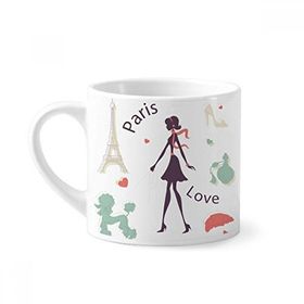 Dıythinker 170 ml Beyaz Eyfel Kulesi Paris Lady Fransa Simgesi Mini Kahve Seramik Kupa