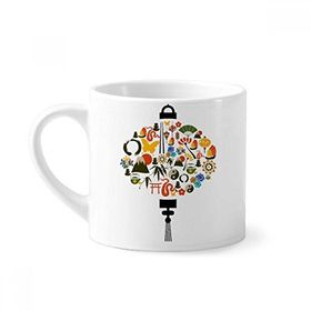 Dıythinker 170 ml Beyaz Fan Kelebek Taiji Çaydanlık Dağ Mini Kahve Seramik Kupa