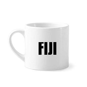 Dıythinker 170 ml Beyaz Fiji Ülke Adı Siyah Mini Kahve Seramik Kupa
