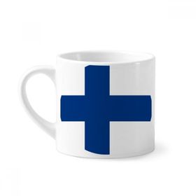 Dıythinker 170 ml Beyaz Finlandiya Ulusal Bayrağı Avrupa Ülke Sembolü Mini Kahve Seramik Kupa