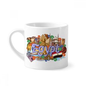 Dıythinker 170 ml Beyaz Firavun Piramit Mısır Grafiti Mini Kahve Seramik Kupa