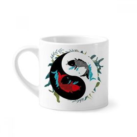 Dıythinker 170 ml Beyaz Fish China Taichi Sekiz Diyagram Mini Kahve Seramik Kupa