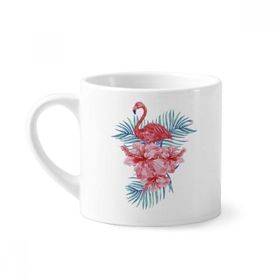 Dıythinker 170 ml Beyaz Flamingo Bitki Yaprak Sembollü Mini Kahve Seramik Kupa